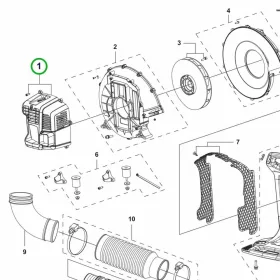 Husqvarna ventilátorház fedél 345BT lombfúvóhoz robbantott ábra