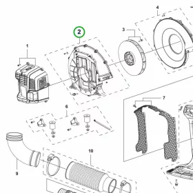 Husqvarna ventilátorház 345BT lombfúvóhoz robbantott ábra