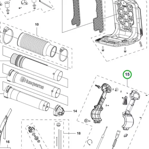 Husqvarna fogantyú csőfoglalat 345BT lombfúvóhoz robbantott ábra