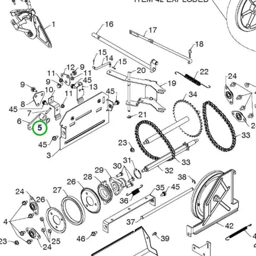 Husqvarna támasztóalátét TS 242TXD, TS 342, ST 276EP fűnyírótraktorhoz robbantott ábra