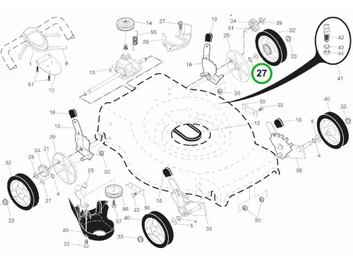 Husqvarna meghajtás alátét LC 356V, LC 153S, LB 155S fűnyíróhoz robbantott ábra