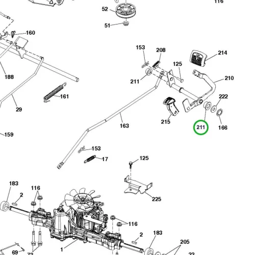 Husqvarna nylon csapágy TS 346, TC 342, TC 338 fűnyírótraktorhoz robbantott ábra