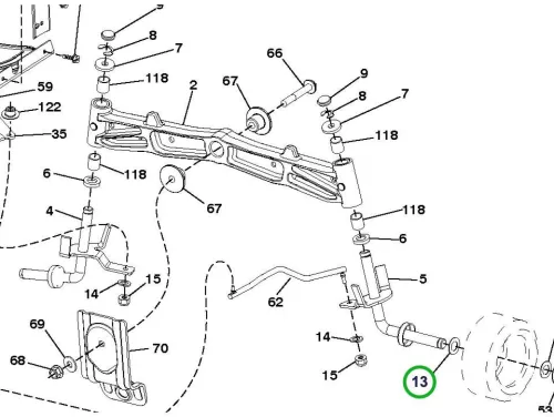 Husqvarna alátét kormánycsonkhoz TS 346, TC 342 fűnyírótraktorhoz robbantott ábra