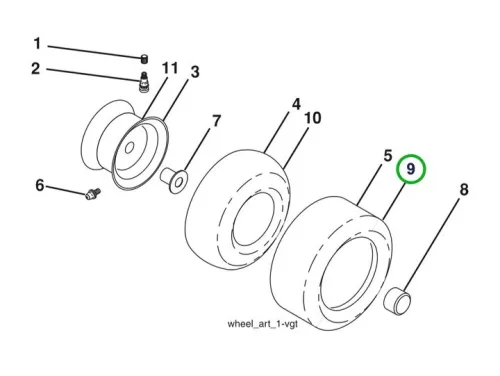 Husqvarna gumiabroncs 20x10 TS 346, TS 242, TS 142T fűnyírótraktorhoz robbantott ábra