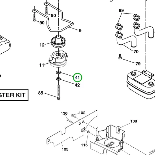 Husqvarna alátét motorhoz TS 346, TC 342, TC 338 fűnyírótraktorhoz robbantott ábra