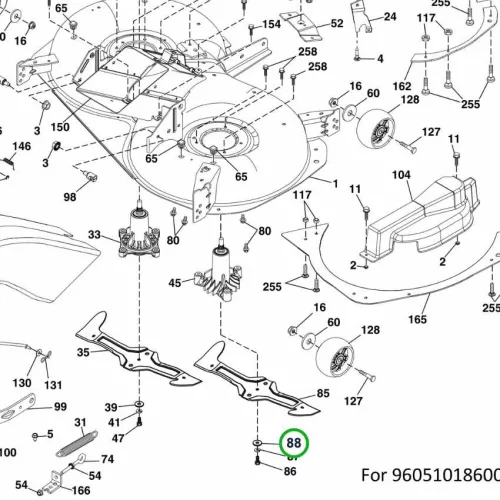 Husqvarna késalátét TC 342, TC 142T, TC 139T fűnyírótraktorhoz robbantott ábra