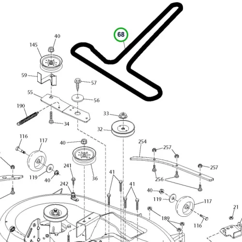 Husqvarna vágóasztal szíj 42" TS 142, TS 242, TS 342 fűnyírótraktorhoz robbantott ábra