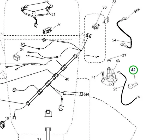 Husqvarna piros kapocsfedél TS 348XD, TC 238T fűnyírótraktorhoz robbantott ábra