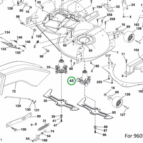 Husqvarna vágóorsó jobb TC 342, TC 142T, TC 239T fűnyírótraktorhoz robbantott ábra