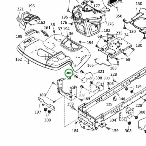 Husqvarna alátétes csavar 5/16 UNC x 3/4 col TS 342 fűnyírótraktorhoz robbantott ábra