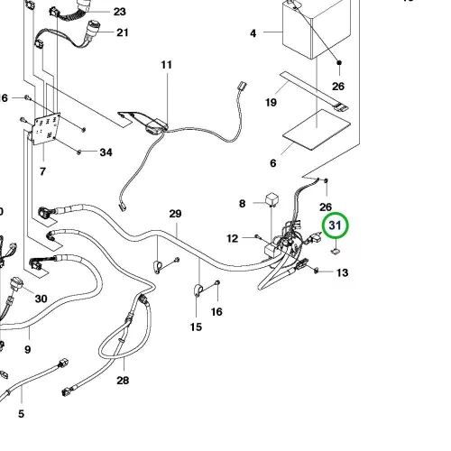 Husqvarna biztosíték 20 A P 524, TC 138, TS 138 fűnyírótraktorhoz robbantott ábra