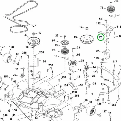 Husqvarna vágóasztal alátét TS 342, TS 343, TC 342 fűnyírótraktorhoz robbantott ábra