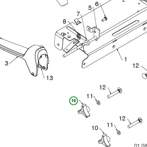 Husqvarna háromkarú gomb 3/8 fogantyú ST 276EP, ST 327P hómaróhoz robbantott ábra