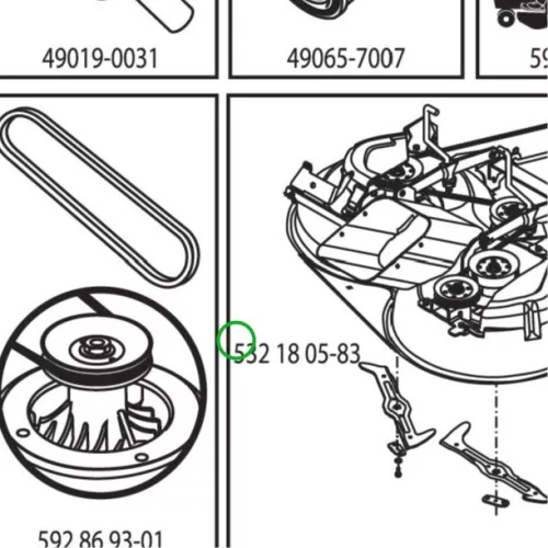 Husqvarna 3 in 1 fűnyírókés bal 107 cm TC 342 fűnyírótraktorhoz robbantott ábra