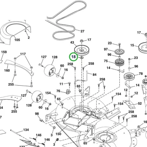 Husqvarna távtartó alátét vágóasztal TC 138, TS 142L fűnyírótraktorhoz robbantott ábra