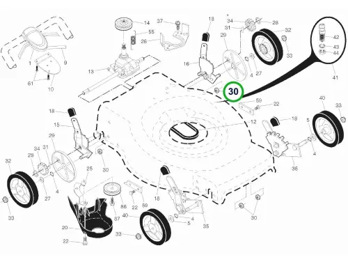 Husqvarna meghajtás anya LC 356V, LB 155S, LC 56 fűnyíróhoz robbantott ábra