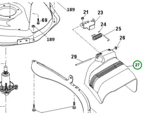 Husqvarna szórásvédő terelő 38 col TS 138 fűnyírótraktorhoz robbantott ábra