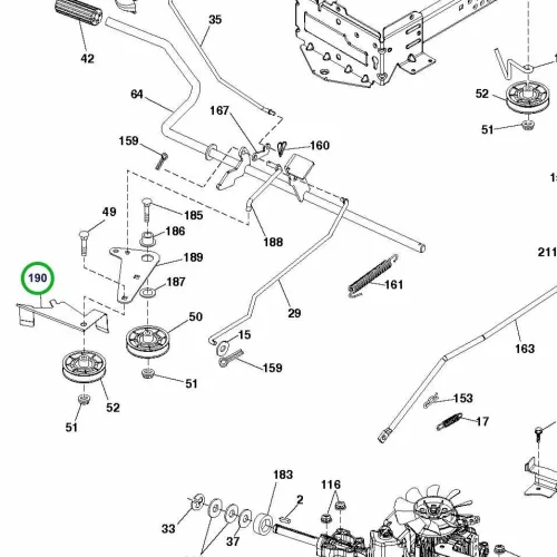 Husqvarna szíjvezető TS 346, TS 342, TS 38 fűnyírótraktorhoz robbantott ábra