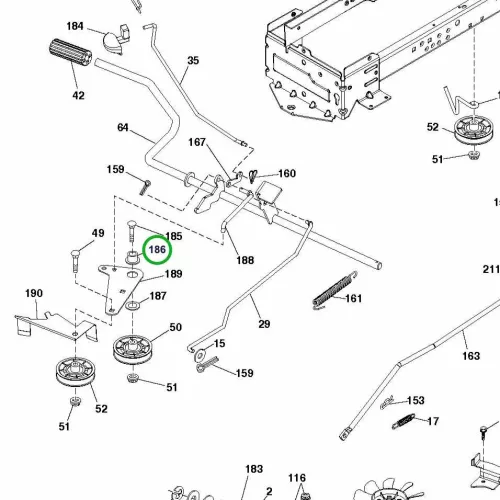 Husqvarna magasság távtartó csapszeghez TS 346 fűnyírótraktorhoz robbantott ábra