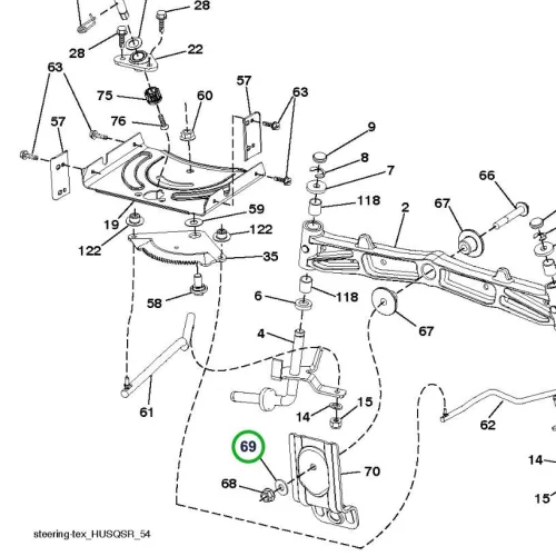 Husqvarna alátét felfüggesztő tartóhoz TS 346 fűnyírótraktorhoz robbantott ábra