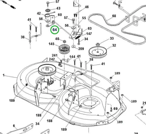 Husqvarna késfék összekötő TS 38, TS 138M fűnyírótraktorhoz robbantott ábra