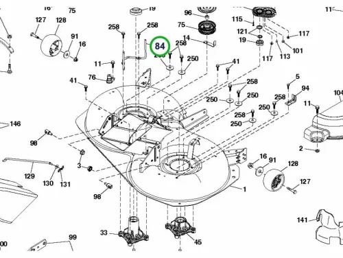 Husqvarna szíjvezető kar bevonatos 38 col TC 338 fűnyírótraktorhoz robbantott ábra