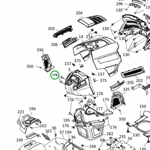 Husqvarna tartócsavar TS 342, TS 242, TC 342 fűnyírótraktorhoz robbantott ábra