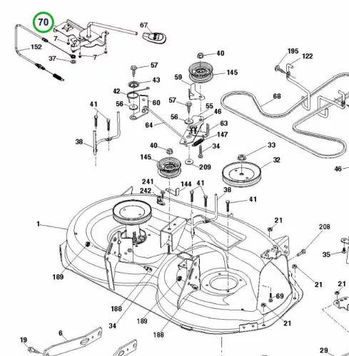Husqvarna kézi késkuplung TC 38, TS 38, TS 138M fűnyírótraktorhoz robbantott ábra