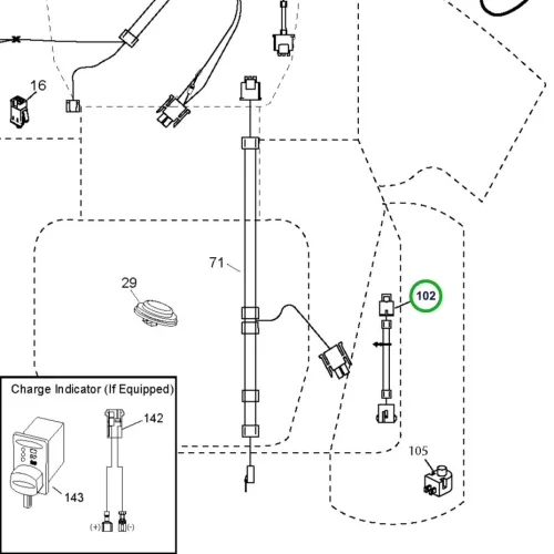 Husqvarna elektromos kábel TS 342, TS 138, TS 142T fűnyírótraktorhoz robbantott ábra