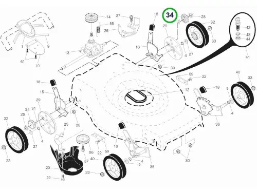 Husqvarna dugattyúgyűrű LC 356V, LC 356 AWD, LC 153S fűnyíróhoz robbantott ábra