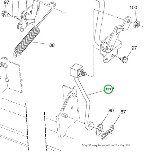 Husqvarna emelőkar fix 38/42/46 col TS 346, TC 342 fűnyírótraktorhoz robbantott ábra