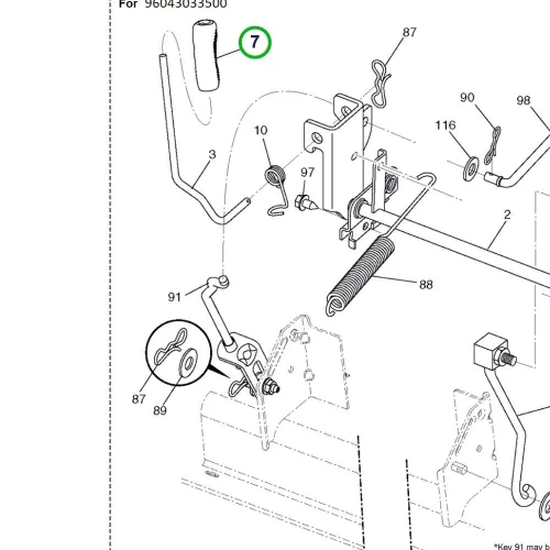 Husqvarna emelőkar markolat TS 138, TS 142, TC 238 fűnyírótraktorhoz robbantott ábra