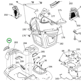 Husqvarna konzol betét bal fekete TS 142, TS 146 fűnyírótraktorhoz robbantott ábra