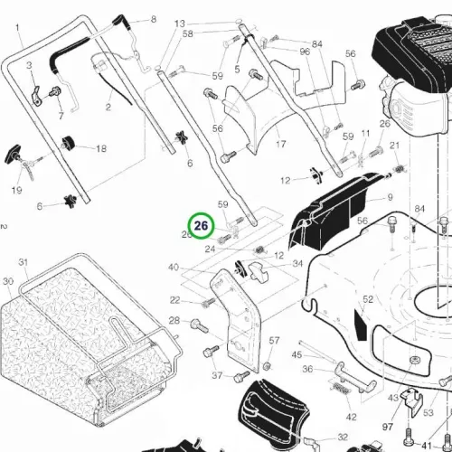 Husqvarna csavar 26. pozíció LC 356V, LC 356 AWD, LC 56 fűnyíróhoz robbantott ábra
