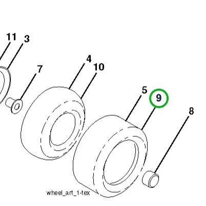 Husqvarna hátsó gumiabroncs 18x9.5 8 TC 338, TS 138 fűnyírótraktorhoz robbantott ábra
