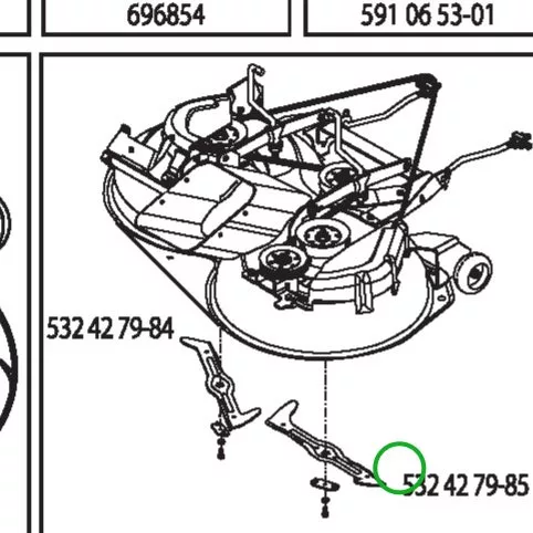 Husqvarna 3 in 1 fűnyírókés 50 cm TC 138, TC 238T fűnyírótraktorhoz robbantott ábra