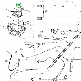 Husqvarna akkumulátor saruvédő fedél TS 342, TS 138 fűnyírótraktorhoz robbantott ábra