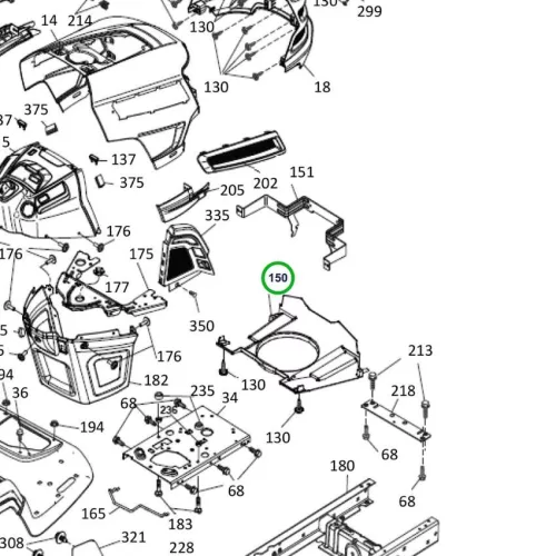 Husqvarna levegővezető csatorna fekete TS 342 fűnyírótraktorhoz robbantott ábra