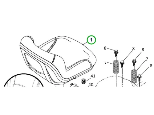 Husqvarna ülés szürke TS 138, TS 142, TC 138 fűnyírótraktorhoz robbantott ábra