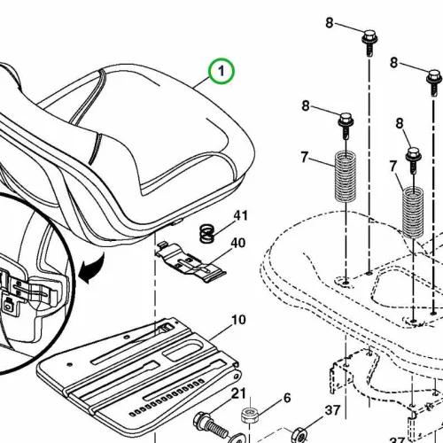 Husqvarna ülés szürke TC 338, TS 342, TS 142T fűnyírótraktorhoz robbantott ábra