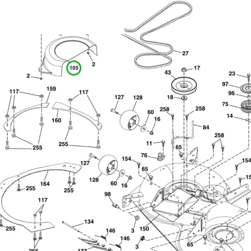 Husqvarna orsófedél bal TC 342, TC 142T, CTH 184T fűnyírótraktorhoz robbantott ábra