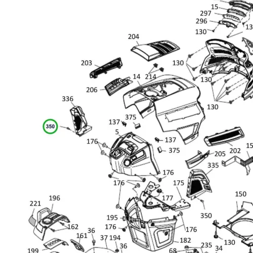 Husqvarna fenyőfa rögzítő klipsz TS 342, TC 342 fűnyírótraktorhoz robbantott ábra