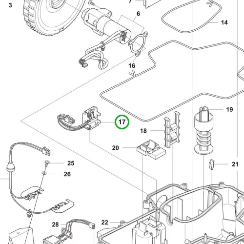 Husqvarna akkumulátorkábel Automower 305, 308, 105 robotfűnyíróhoz robbantott ábra