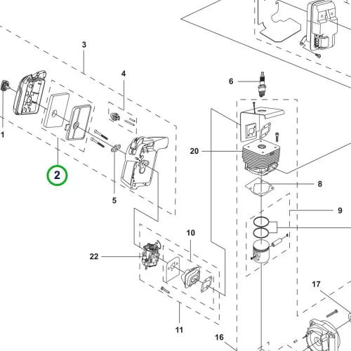 Husqvarna légszűrő 345BT lombfúvóhoz robbantott ábra