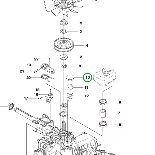 Husqvarna záródugó váltó R 214TC, R 216T AWD, R 316TX AWD riderhez robbantott ábra