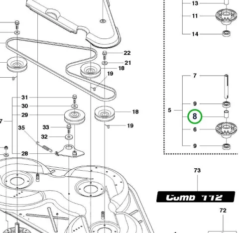 Husqvarna késmagasság távtartó Combi 112 R 418Ts AWD, P 524 riderhez robbantott ábra
