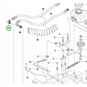 Husqvarna csőcsatlakozó 90 fokos JIC BSPP 9/16" R 316Ts AWD riderhez robbantott ábra