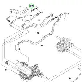 Husqvarna hidraulikatömlő 3/8 col 565 mm R 418TsX AWD riderhez robbantott ábra