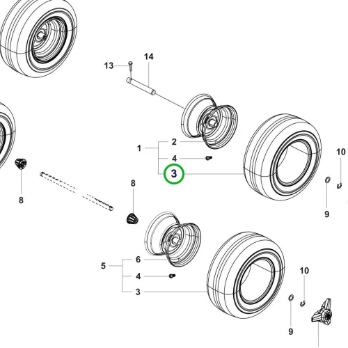 Husqvarna Starco Turf Grip Pro gumi 170/60 8 R 318X riderhez robbantott ábra