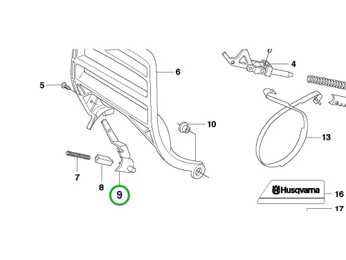 Husqvarna láncfék fékkar 365, 372 XP, 390 XP láncfűrészhez robbantott ábra